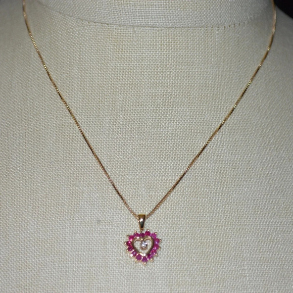 Roman Jewelry - Vintage Roman Sterling Gemstone Heart Necklace